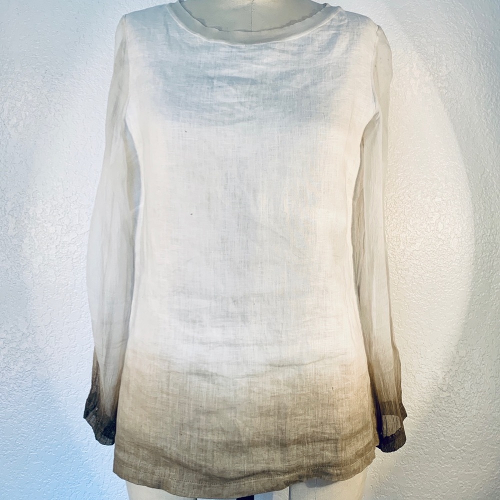 Viviana Uchitel linen/silk zip up top size 1 NWT